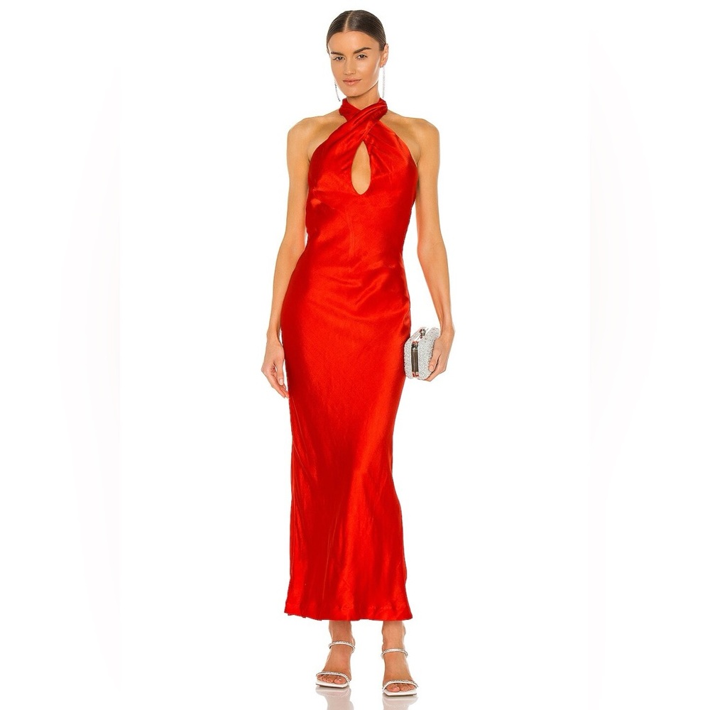 BARDOT - CLAUDIA BIAS CUT DRESS - LIPSTICK RED